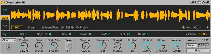 ableton live 12 granulator iii