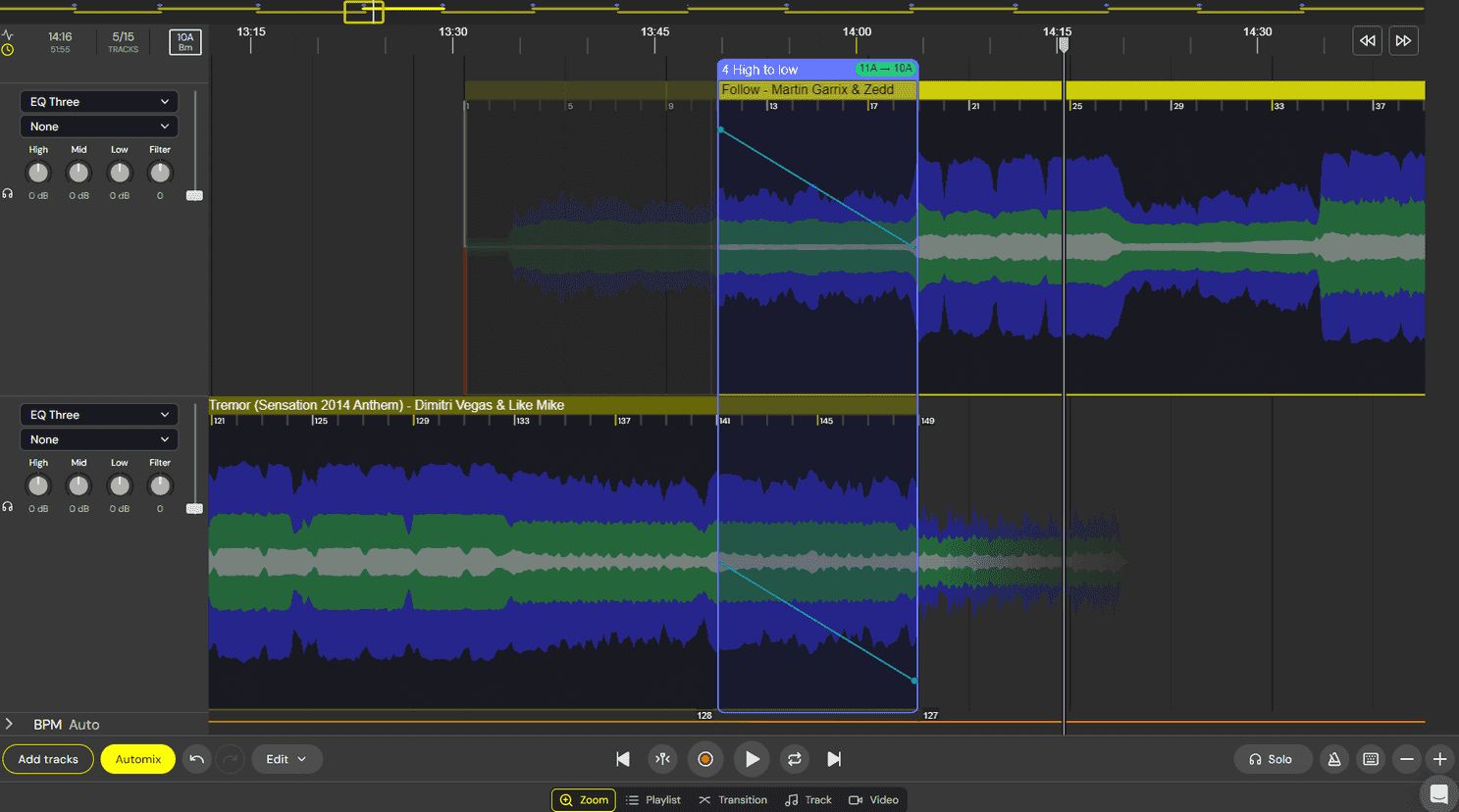 mixing edm in dj studio